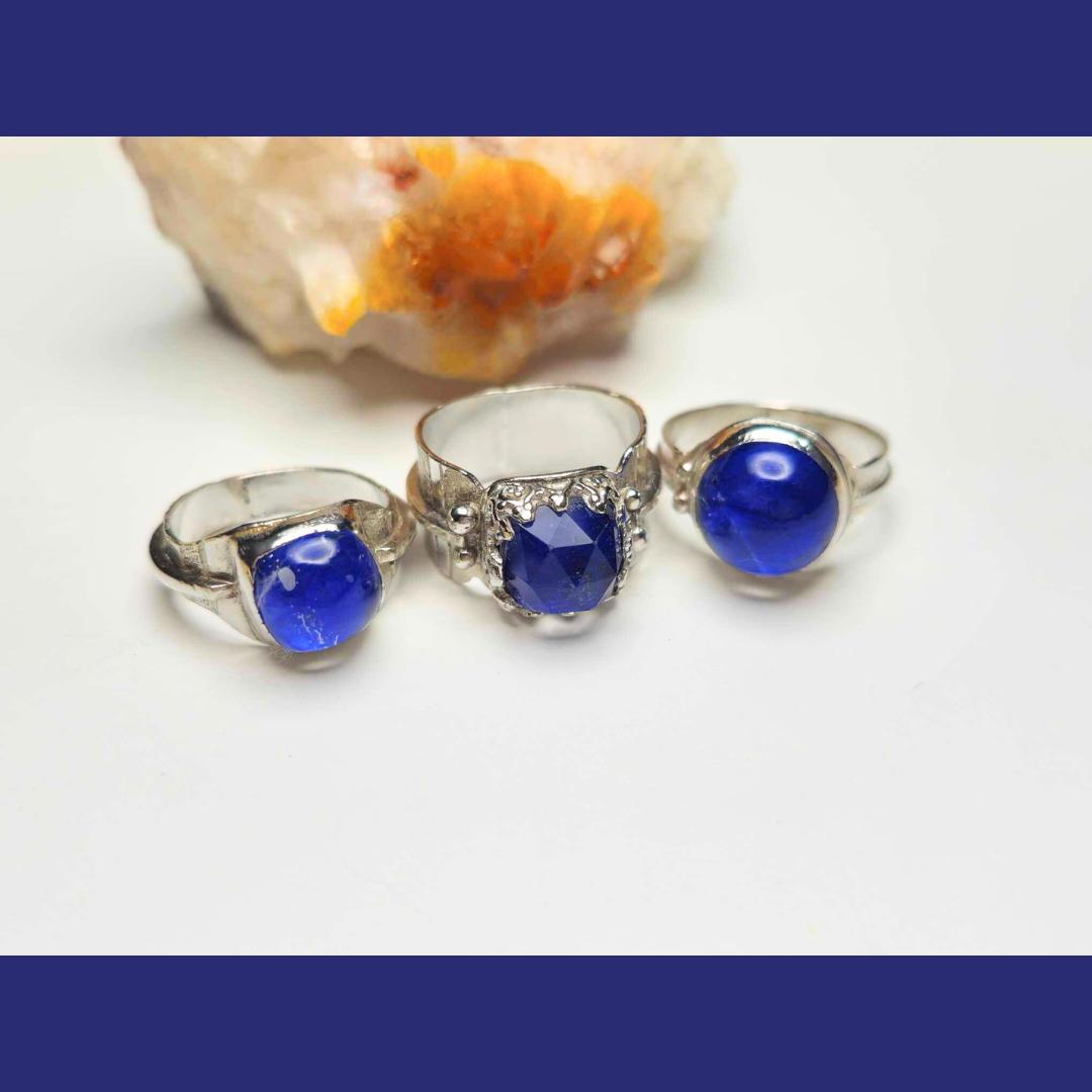 Sterling Silver Textured Ring with Lapis Lazuli Doublet