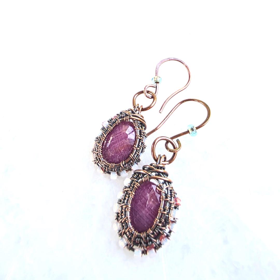 Rose-Cut Pink Sapphire Dangles