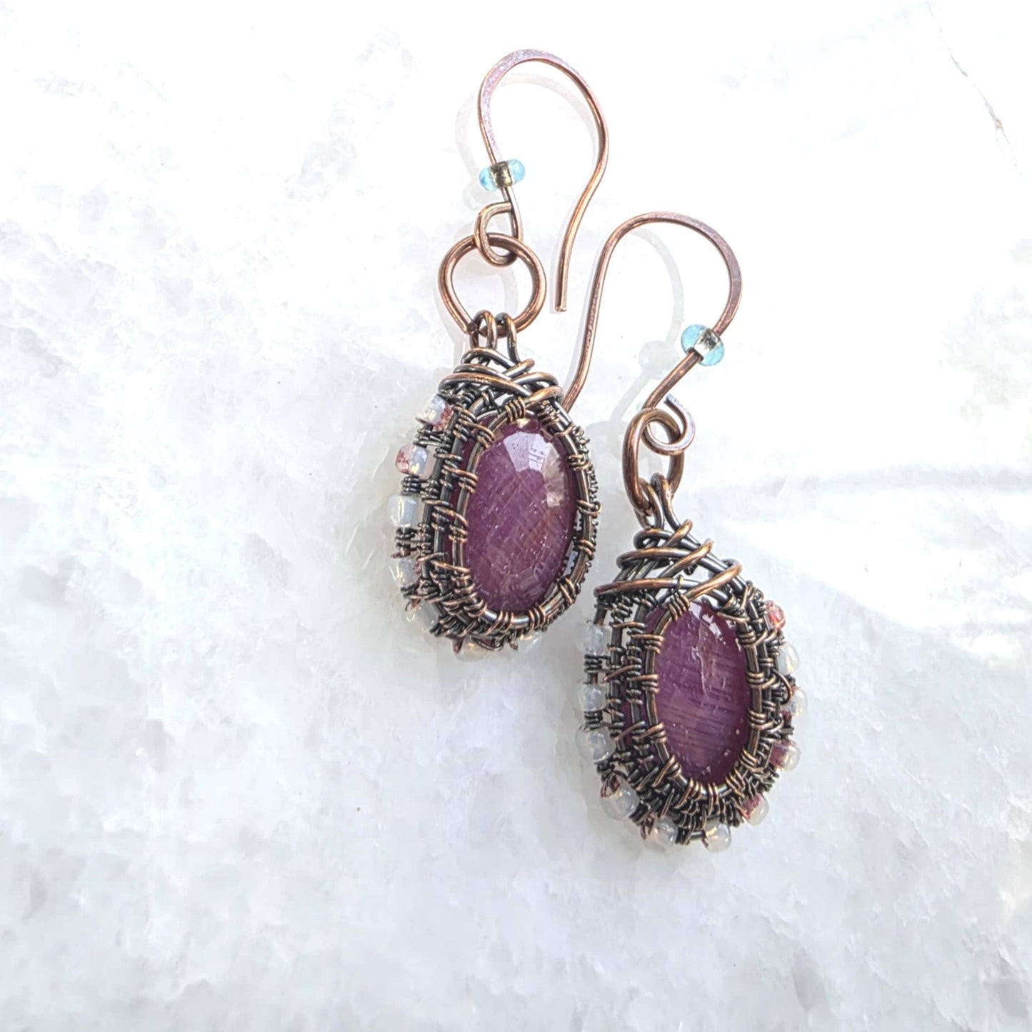 Rose-Cut Pink Sapphire Dangles