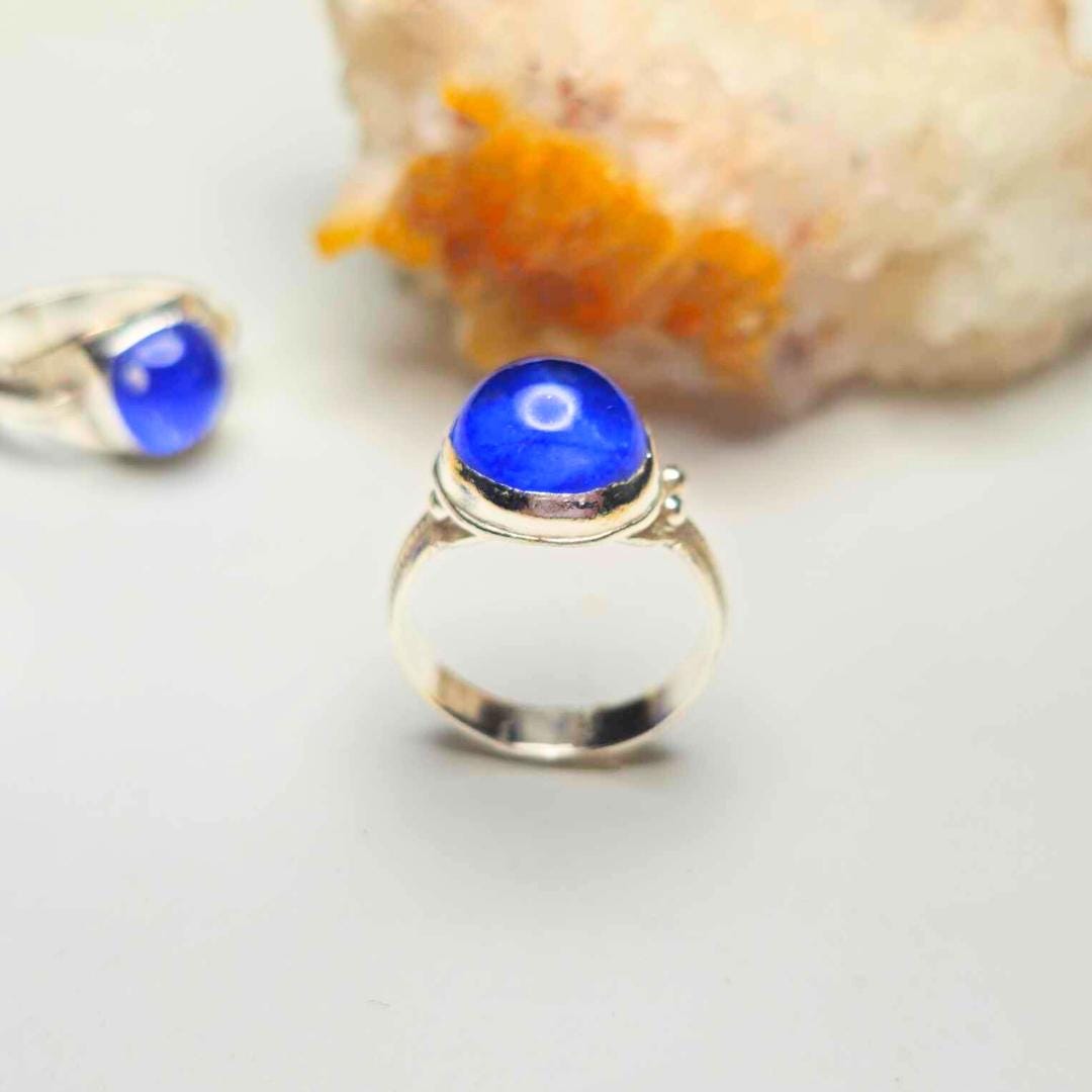 Silver Textured Ring with Lapis Lazuli Doublet