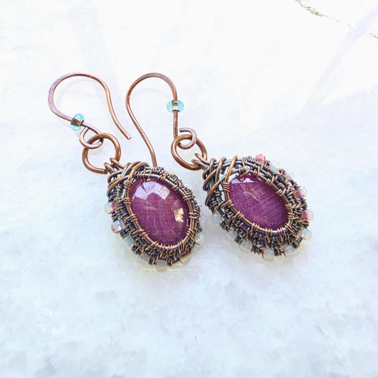 Rose-Cut Pink Sapphire Dangles