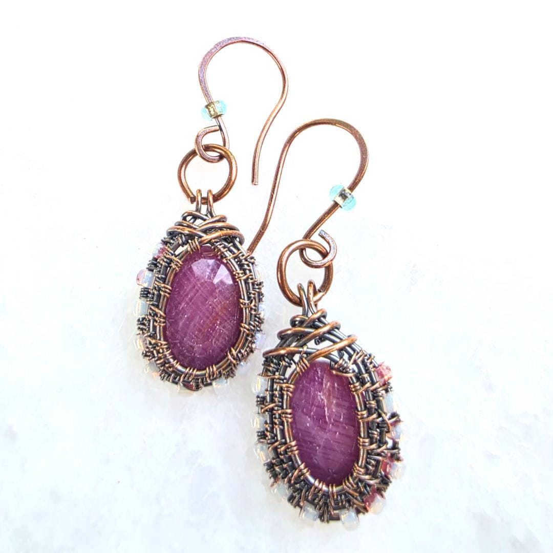 Rose-Cut Pink Sapphire Dangles