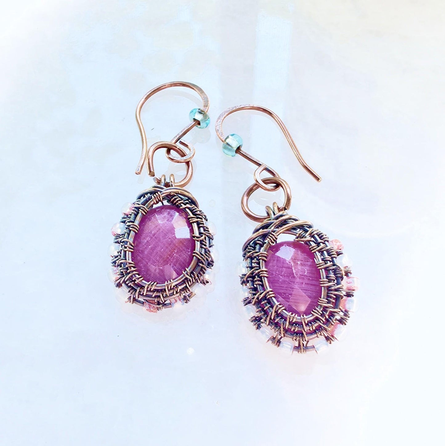 Rose-Cut Pink Sapphire Dangles