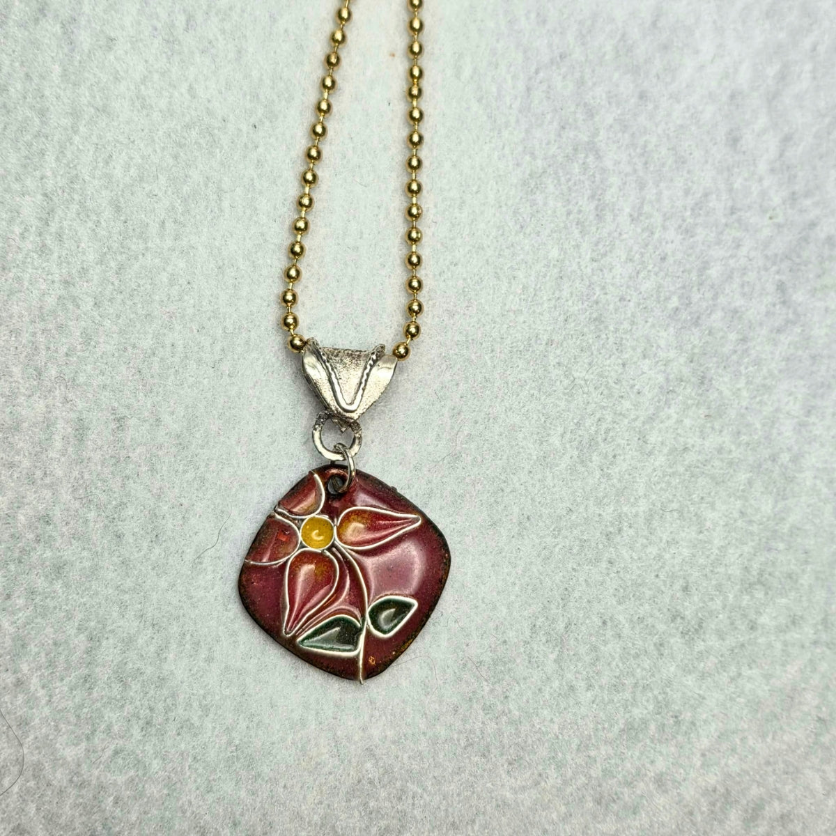 Cloisonné Flower Pendant - Pink