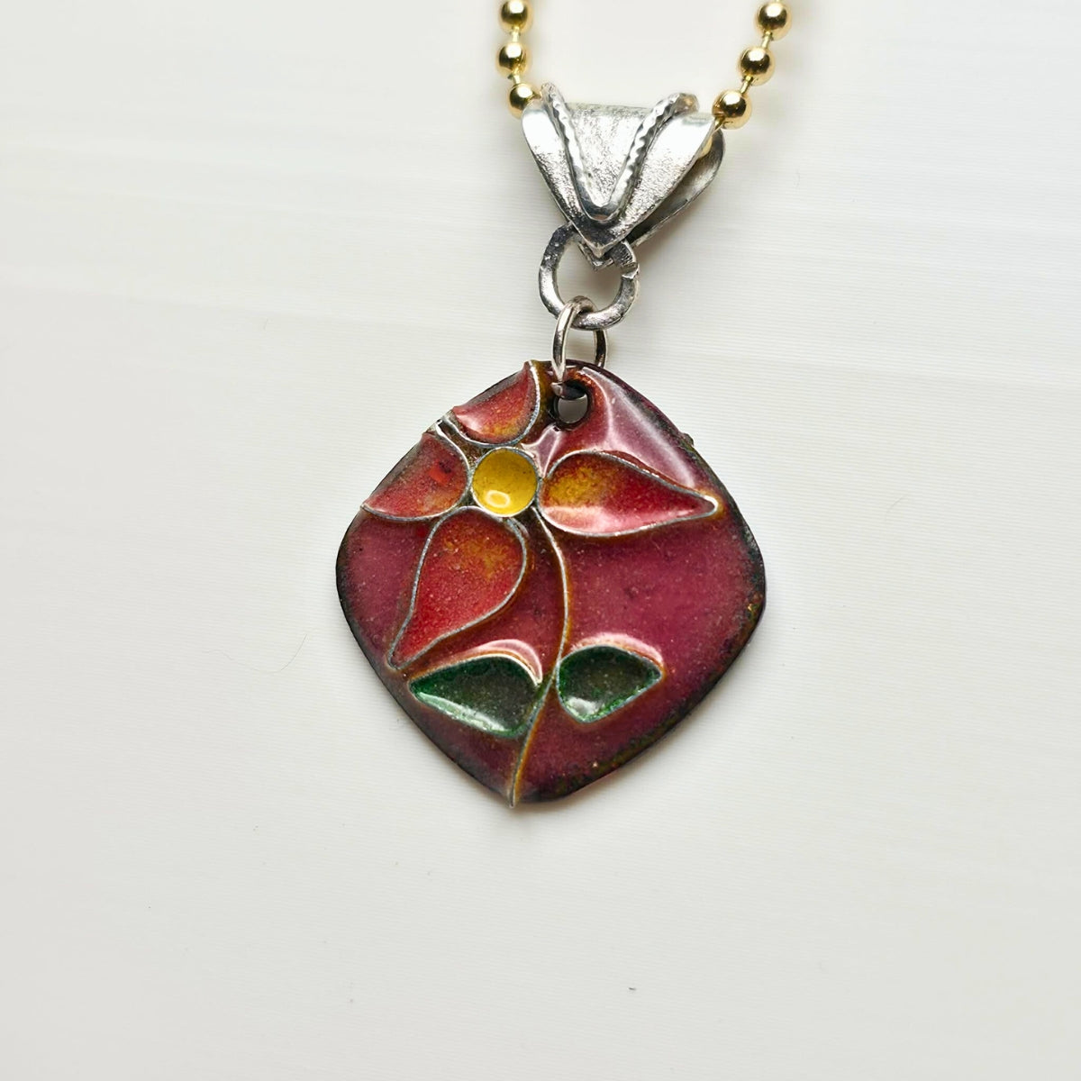 Cloisonné Flower Pendant - Pink