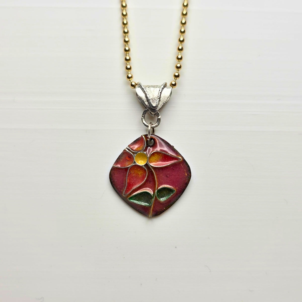 Cloisonné Flower Pendant - Pink