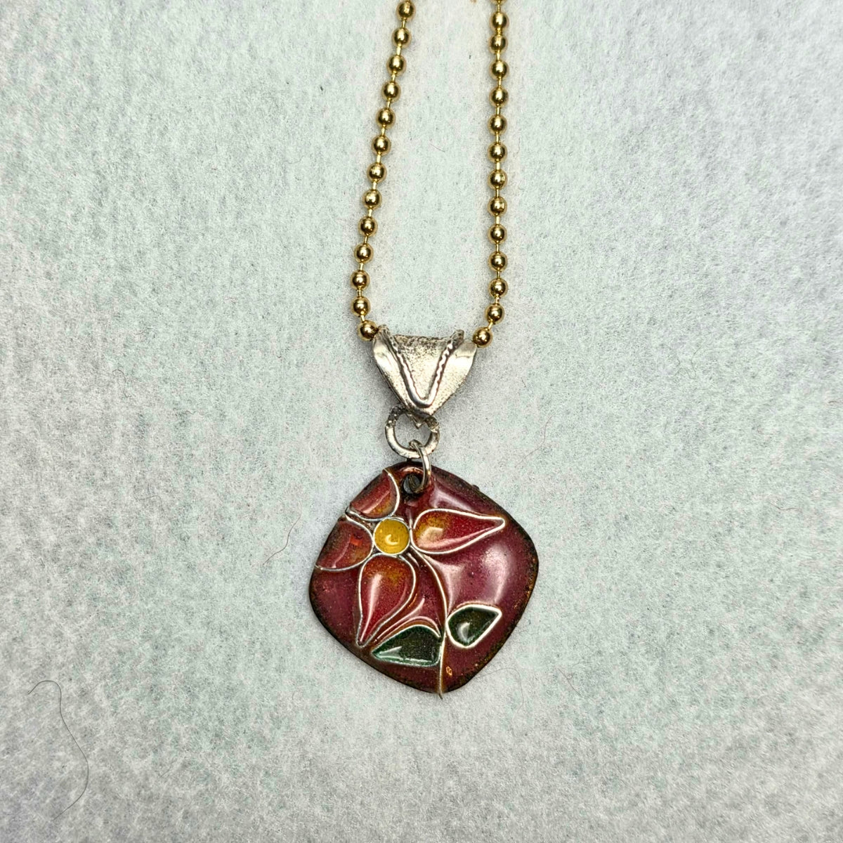 Cloisonné Flower Pendant - Pink