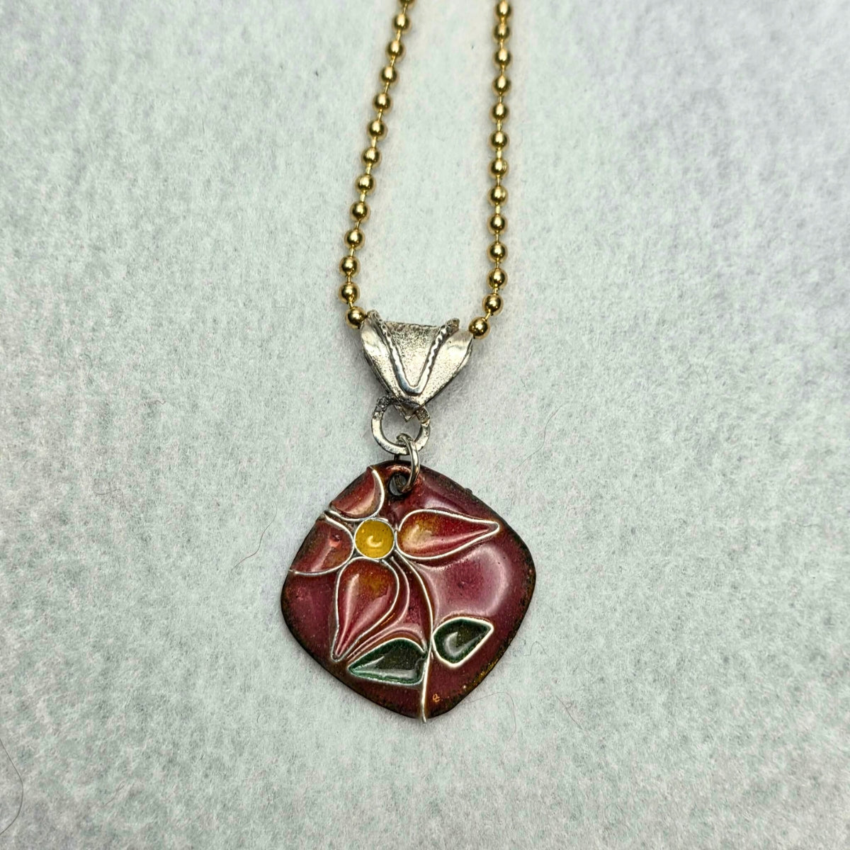 Cloisonné Flower Pendant - Pink