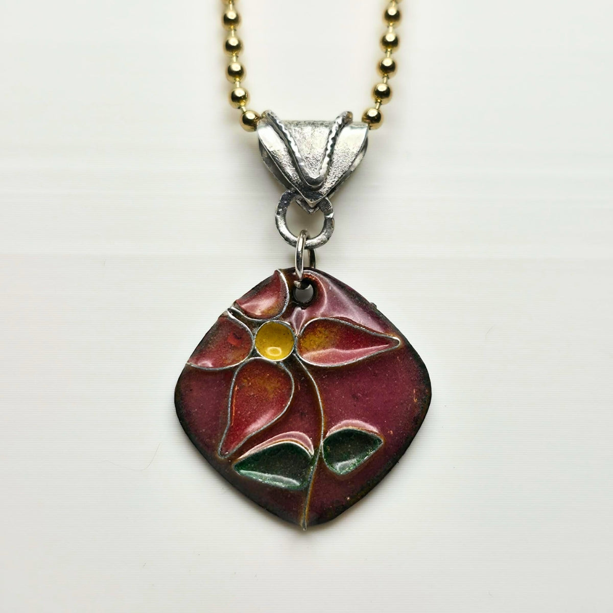 Cloisonné Flower Pendant - Pink