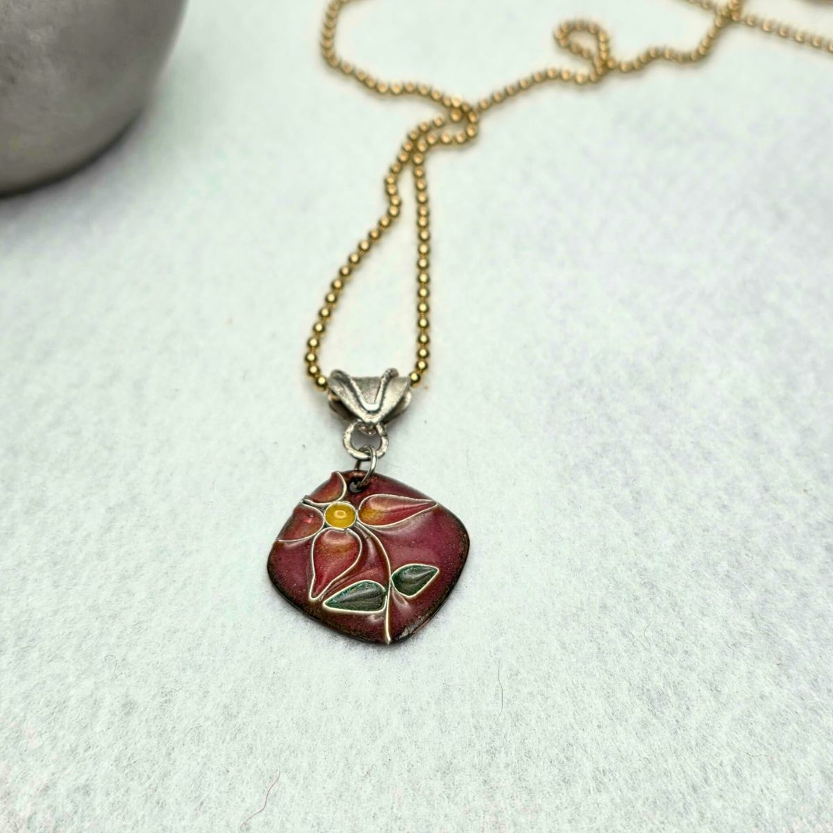 Cloisonné Flower Pendant - Pink