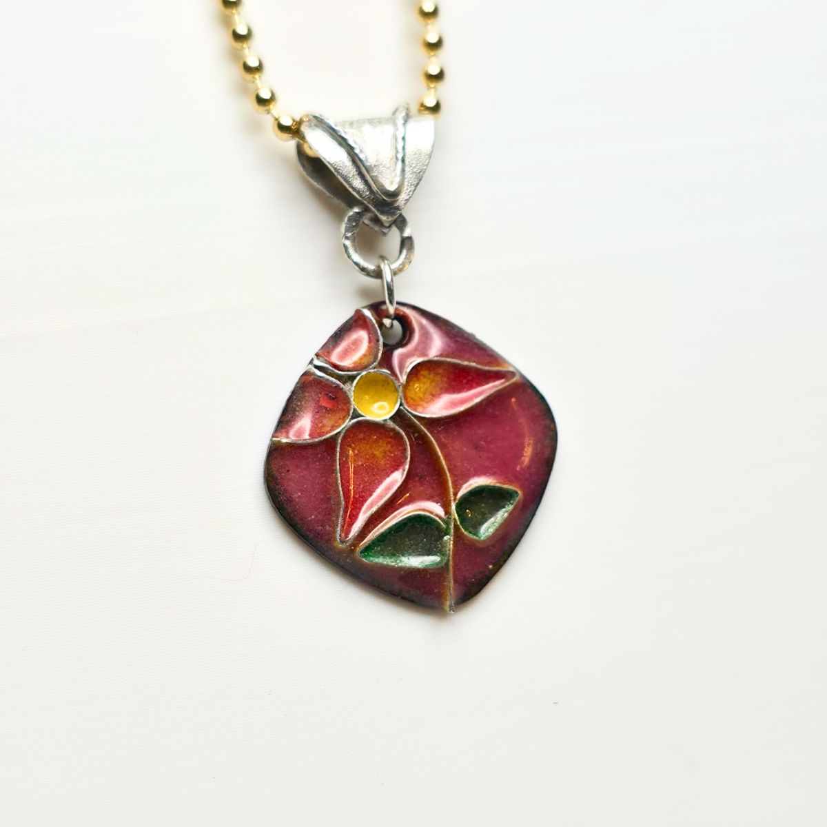 Cloisonné Flower Pendant - Pink