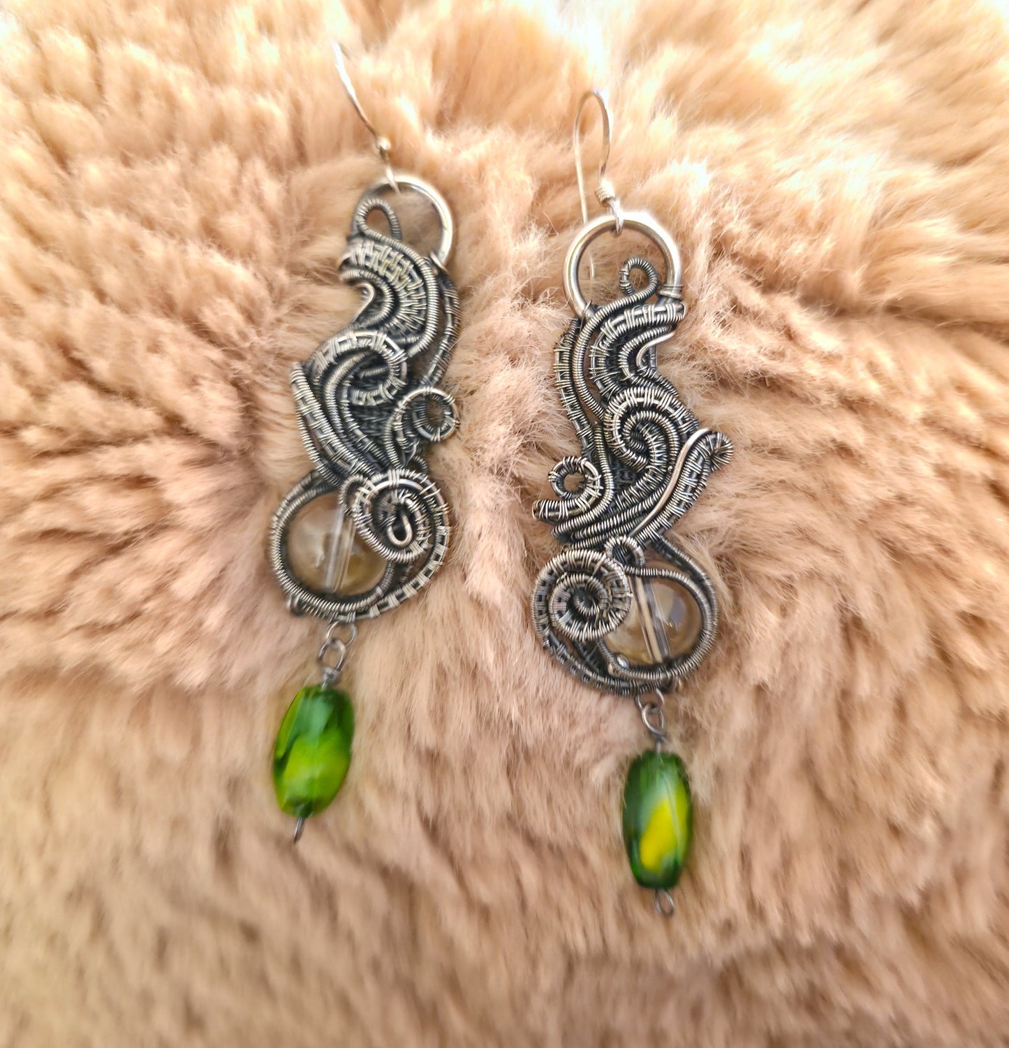 Sterling Silver and Blue Glass Earrings