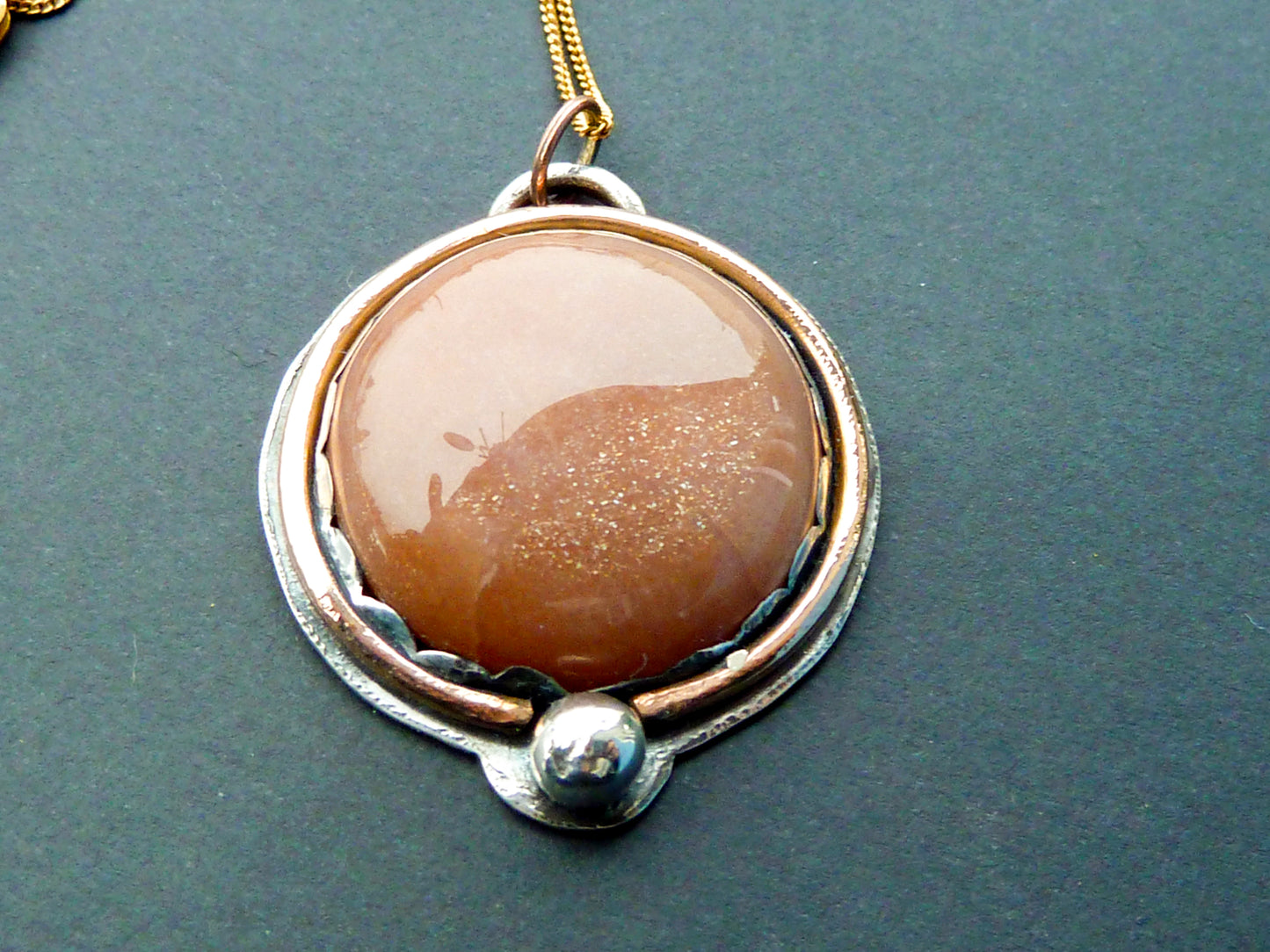Sparkling Peach Moonstone Pendant